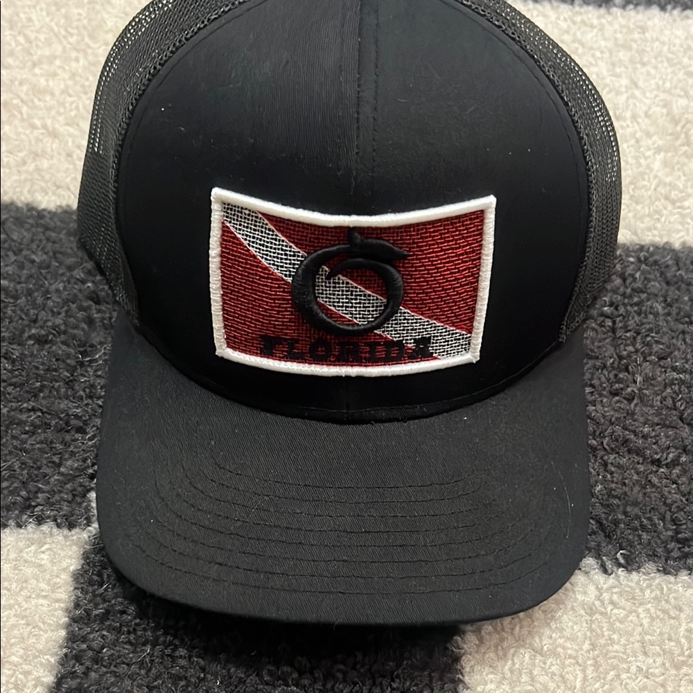 Black Florida Trucker Cap with Red and White Patch